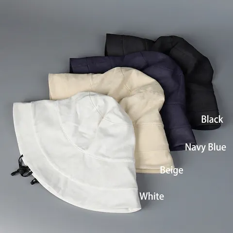 Chapeau Bob Protection Solaire Coton Rayonne Respirant Anti UV Large Bord Extérieur Été Pêcheur Avec Corde Coupe Vent Réglable