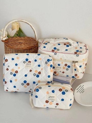 Borsa Per Cosmetici In Velluto A Coste Trapuntata Con Motivo Floreale Organizzatore Da Viaggio Per Donne