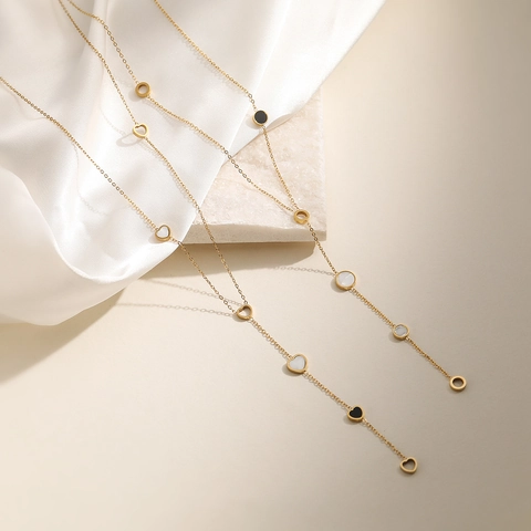 Edelstahl Herz Anhänger Y-Form Halskette Für Damen Vergoldet Geometrisch Rund Drop Künstliche Perle Schmuck Geschenk