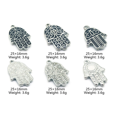 Hamsa Hand Anhänger Edelstahl Fatima Palme Charms Für DIY Schmuckherstellung Hip Hop Retro Emaille Muster Metallzubehör