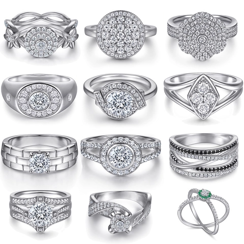 Anelli In Argento Sterling 925 Zircone Perla Artificial Per Donna Design Di Alta Gamma Nicchia Stile Geometrico Corona Arco Croce Gioielli