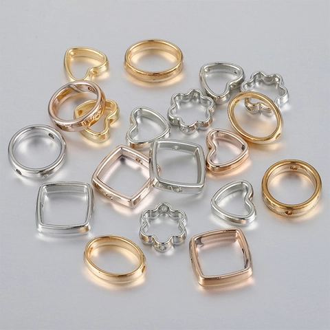Geometric Hollow Spacer Beads Plated Plastic Heart Square Flower Shape DIY Bracelet Necklace Jewelry Making Finding