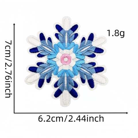 Patchs De Broderie Flocon De Neige Tissu Polyester Adhésif Thermocollant Pour Décoration De Noël Sacs De Vêtements DIY
