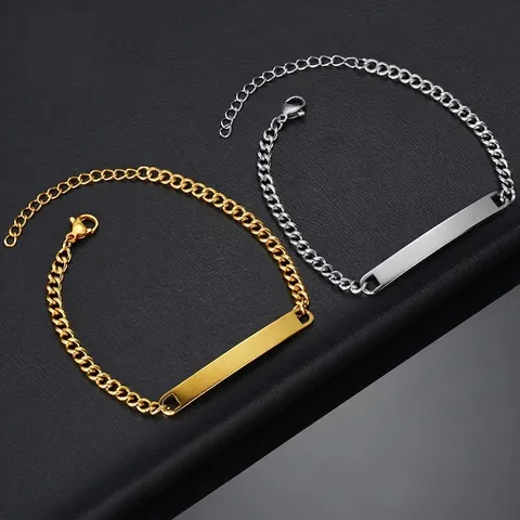 Bracciale ID In Acciaio Inossidabile Catena Curb Figaro Minimalista Gioielli Unisex Regolabile Chiusura A Moschettone Stile Streetwear