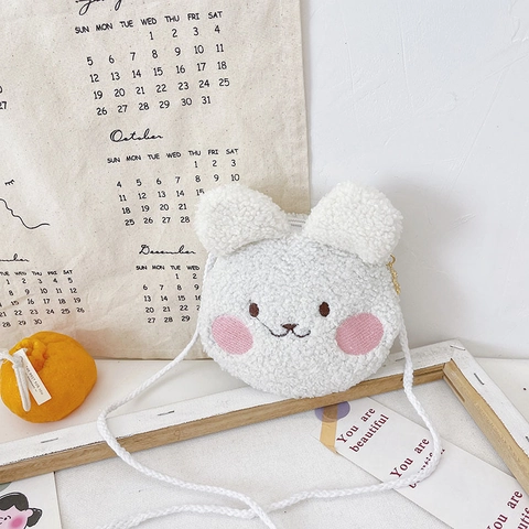 Cute Toddler Kids Cartoon Plush Crossbody Bag Animal Shape Bear Tiger Rabbit Mini Shoulder Bag Fashion Accessory For Children