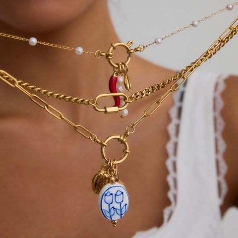 Minimalistische Edelstahl Halskette Für Damen 18K Vergoldet Büroklammer Gliederkette Mit Karabinerverschluss Schmuck