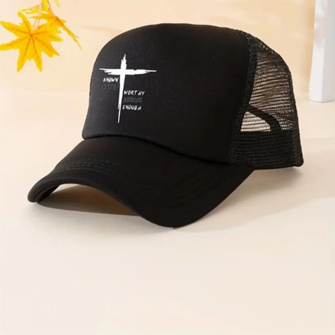 Cappello Trucker Con Stampa A Croce Cotone Mesh Traspirante Cappello Da Sole Parole Ispiratrici