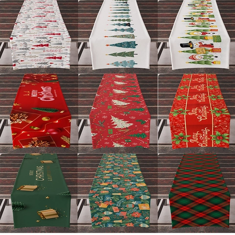 Kerst Tafelrunner Linnen Feestelijk Merry Christmas Patroon Vakantie Feest Eetkamer Huisdecoratie