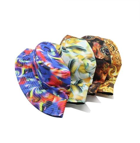 Wendbarer Fischerhut Baumwolle Polyester Sonnenschutz Batik Steampunk Psychedelische Drucke Unisex Sommer Faltbar