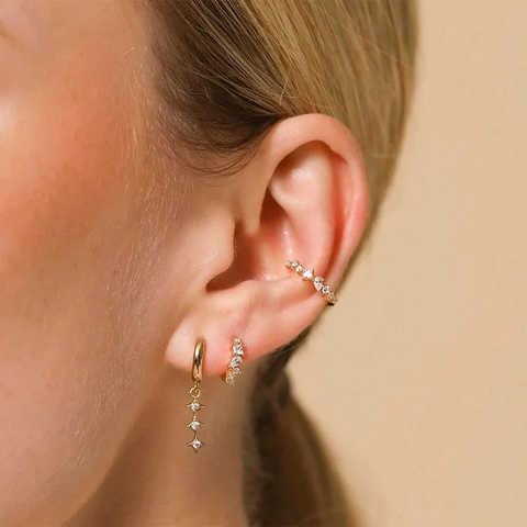 Pendientes Colgantes de Estrella de Circonia Elegantes Con Poste de Plata de Ley 925 Cobre Incrustado Borla Estrellada Joyería para Mujeres