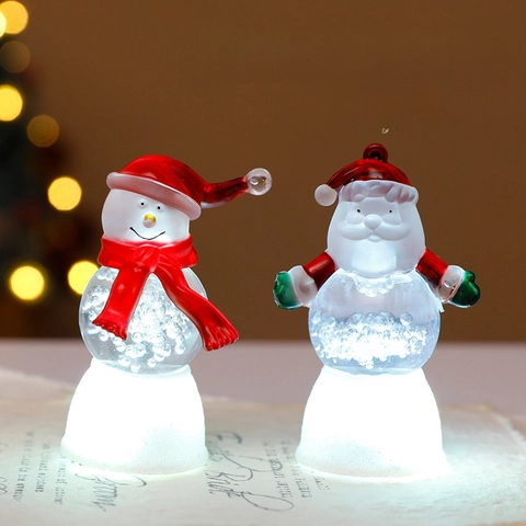 Weihnachten Weihnachtsmann Schneemann Mini LED Nachtlicht Ornamente Kunststoff Transparent Tischdekoration Festlich