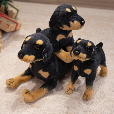 Realistisches Hunde Plüschtier Rottweiler Dobermann Stil Weiches Stofftier Welpe Lebensechte Simulationspuppe Geschenk