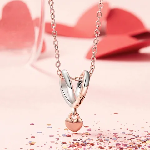 925 Sterling Silver Heart Lock Charm Bead With Rose Gold Plated Heart Family Engraved DIY Bracelet Necklace Accessory