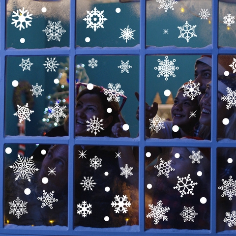 Witte Kerst Sneeuwvlok Raamstickers Statische Muurstickers Voor Glas Etalage Vakantie Huis Feest Winter Decoratie