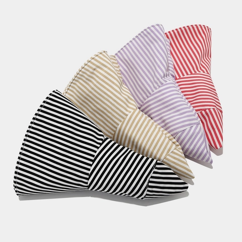 Striped Bucket Hat Polyester Wide Brim Sun Protection Foldable Summer Beach Travel Sun Hat With Windproof Strap For Women