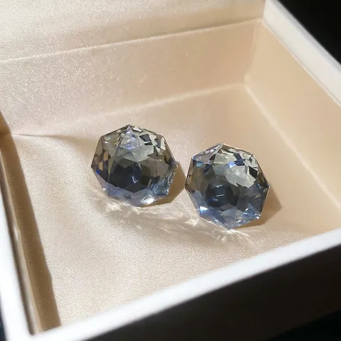 Pendientes De Botón De Cristal Facetado Con Poste De Plata De Ley 925 Joyas Geométricas Redondas Para Mujer