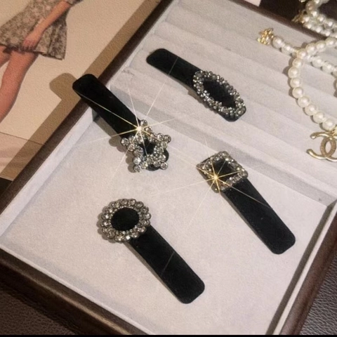 Vintage Samt Haarklammer Strass Geometrische BB Seiten-Haarspange Für Frauen Elegante Mode Haarschmuck