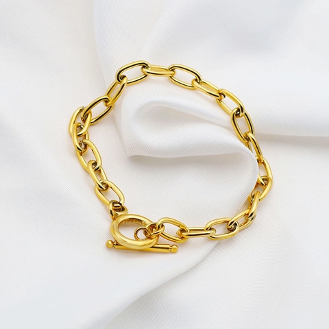 Bracelet en Chaîne Trombone en Acier Inoxydable pour Femmes Minimaliste Géométrique Boucle OT Bijou de Main Tendance Cadeau