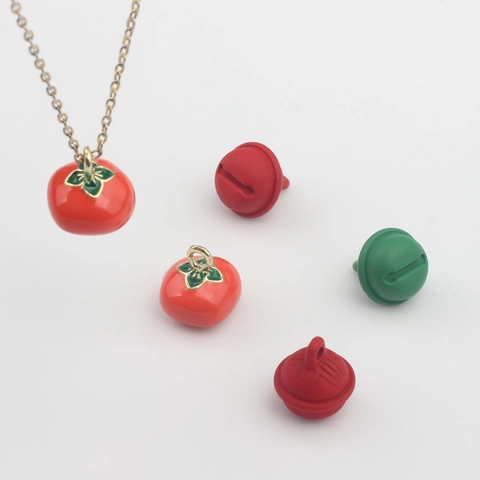 Zinc Alloy Mini Persimmon Bell Charms Fruit Shape Pendants For DIY Earring Necklace Jewelry Making Craft Accessories