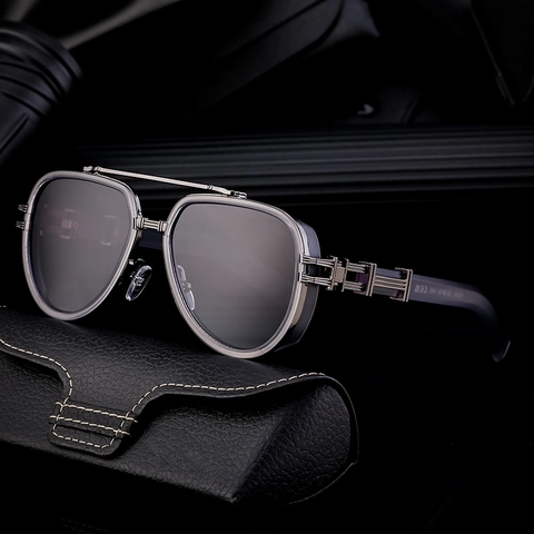 Vintage Pilot Sunglasses For Men Retro Punk UV400 Protection Double Beam Metal Frame Gradient Lens Eyewear