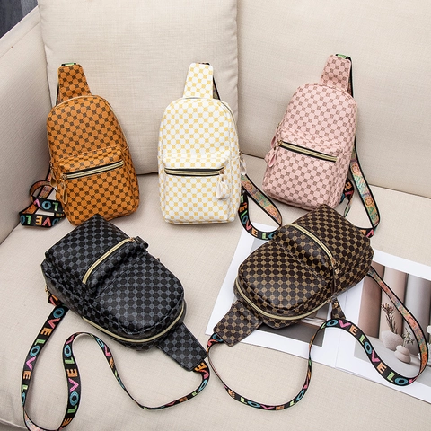 Borsa Da Petto Moda Donna Pelle PU Stampata Crossbody Casual Con Tracolla Larga Lettere LOVE Colorate Vintage