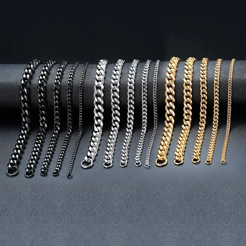 Cuban Link Chain Bracelet 316 Stainless Steel High Polish Hip Hop Curb Chain Jewelry For Men Women Unisex Electroplated