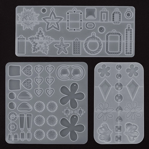 Silicone Earring Pendant Molds DIY Resin Casting Jewelry Making Geometric Heart Leaf Water Drop Shapes Flexible Tool
