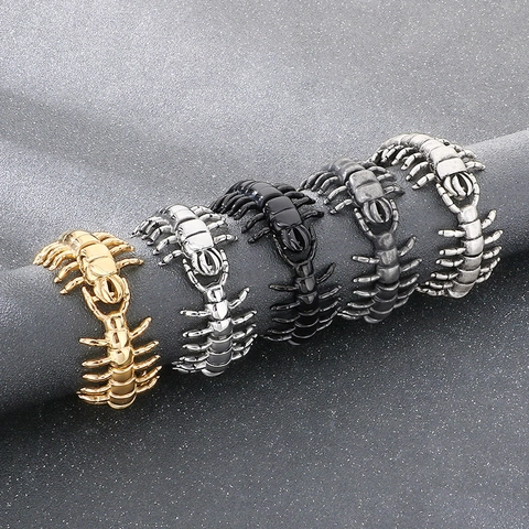 Centipede Armband Edelstahl Punk Gothic Halloween Schmuck Herren Tierform Hip Hop Streetwear Armreif