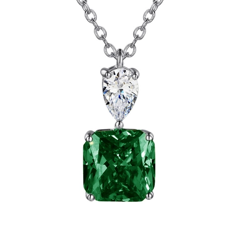 Elegante Kupfer Zirkon Anhänger Halskette Doppelstein Birnen Und Quadratischer Schliff Glänzender Schmuck Für Damen
