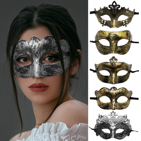 Vintage Masquerade Mask Plastic Half Face Venetian Style Baroque Filigree Halloween Party Decor For Men Women
