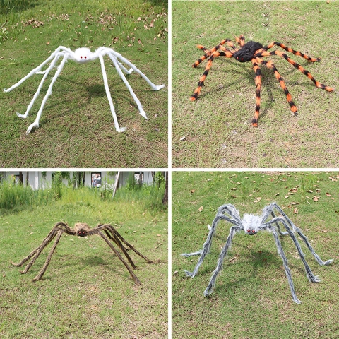 Giant Halloween Plush Spider Decoration Realistic Furry Horror Spider Prop For Haunted House Yard Party Outdoor Indoor Decor
