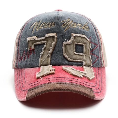 Vintage Washed Cotton Baseball Cap Distressed Embroidered Letter Patch Adjustable Outdoor Sun Hat For Men Women