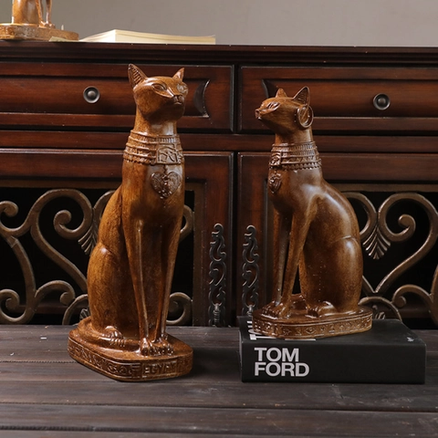 Antike Ägyptische Katze Bastet Figur Harz Göttin Statue Mythologie Skulptur Retro Heimdeko Schreibtisch Ornament