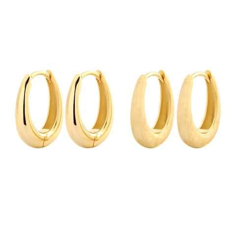 Créoles En Argent Sterling 925 Minimalistes Géométriques En Forme De U Brossé Mat Et Poli Lisse Bijoux De Mode Pour Femmes