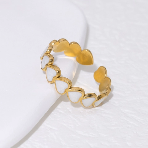 Herz Emaille Verstellbarer Offener Ring 18K Vergoldeter Edelstahl Minimalistischer Modeschmuck Für Damen Elegant