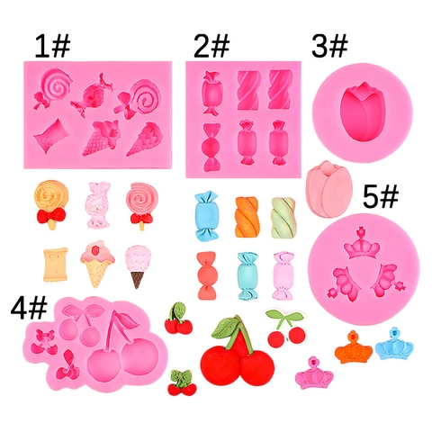Silicone Mold For Cake Decoration DIY Lollipop Candy Cherry Crown Shapes Baking Tool For Fondant Chocolate Soap Clay