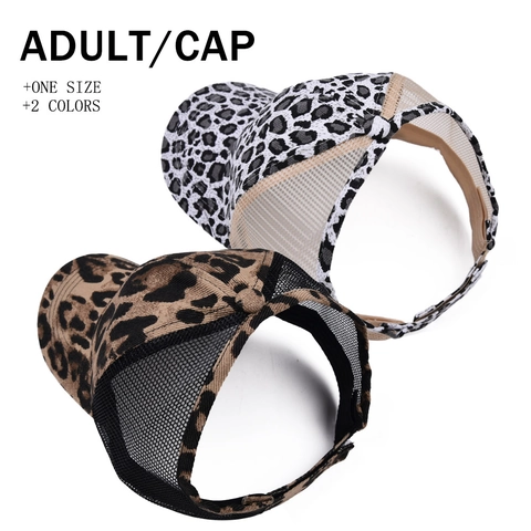 Cappellino Da Baseball Leopardato Coda Di Cavallo Rete Regolabile Cappello Trucker Visiera Solare Sport Donna
