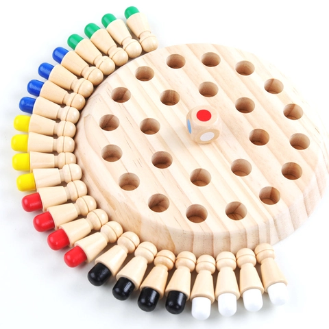 Montessori Wooden Color Memory Match Chess Board Game Educational Brain Training Toy For Kids Logic Thinking Concentration
