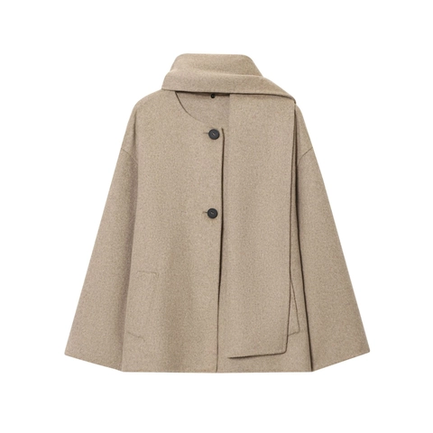 Cappotto Corto In Lana Chic Vintage Francese Da Donna Con Collo A Sciarpa Giacca Calda Monopetto