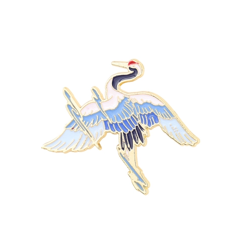 Broche En Émail Style Chinois Carpe Koi Grue Lotus Cerf Badge Métallique Accessoires De Vêtement Vintage Unisexe