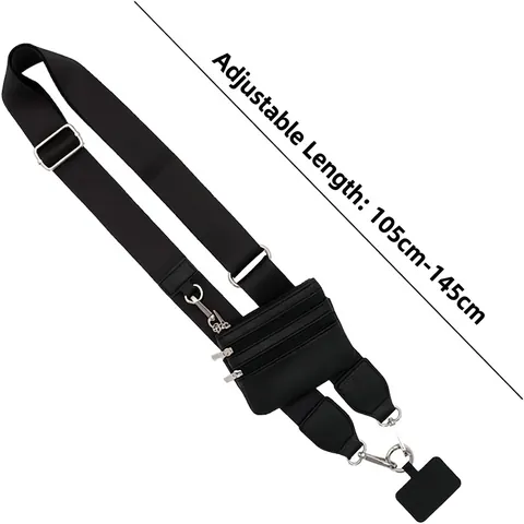 Crossbody Phone Strap With Detachable Mini Wallet Adjustable Webbing Lanyard Replacement Bag Shoulder Strap For Women