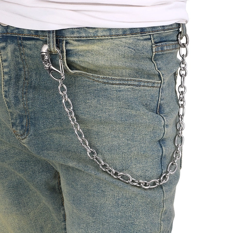 Men Stainless Steel Pants Chain Heavy Duty Hip Hop Punk Wallet Chain Dragon Skull Horse Head Charms Gothic Jeans Belt Accessories