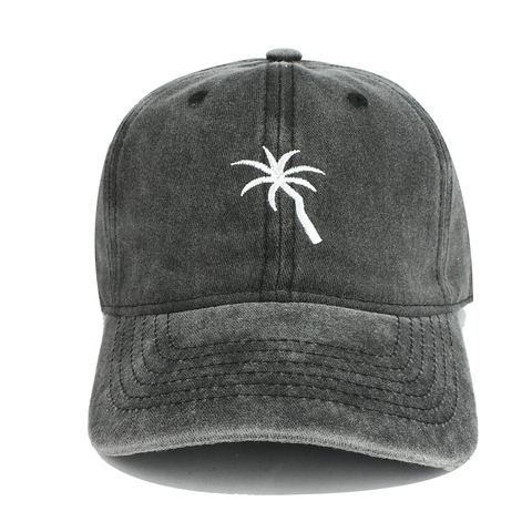 Casquette De Baseball Broderie Palmier Coton Lavé Vintage Distressed Protection Solaire Extérieur Ajustable Pour Hommes Femmes
