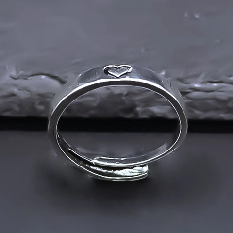 Anillo Lega Regolabile Aperto A Forma Di Cuore Cavo Argentato Gioielli Minimalisti Semplici Per Coppie Uomini Donne