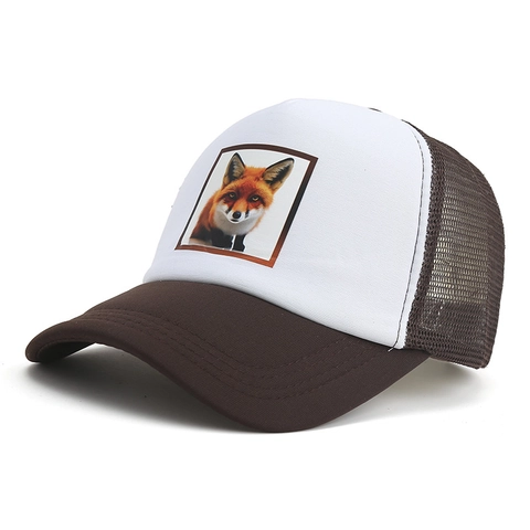 Cappello Trucker a Rete con Stampa Volpe Vintage Traspirante Regolabile Snapback Berretto da Baseball per Protezione Solare Esterna Unisex