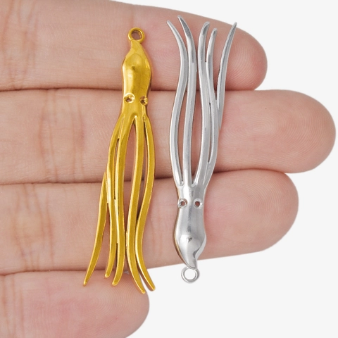 Ciondolo Polpo Acciaio Inossidabile 304 Calamaro Animale Marino Ciondolo Per Creazione Di Gioielli DIY Placcato Oro 18K