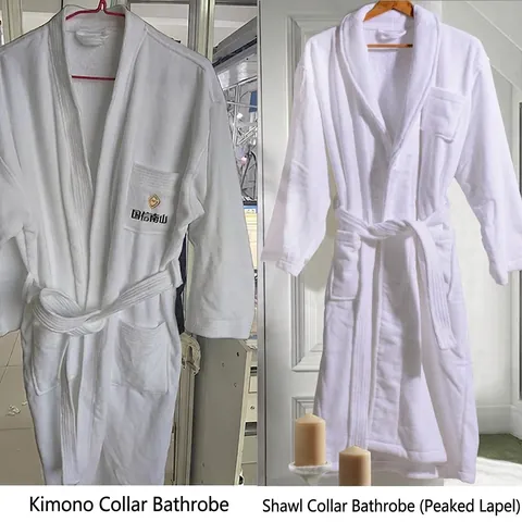 Accappatoio Da Hotel In Puro Cotone Velluto Tosato Morbido Spesso Assorbente Collo Sciallato Kimono Pigiameria Spa Unisex