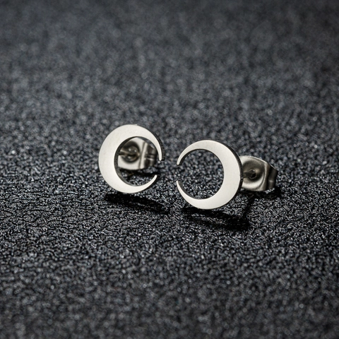 Asymmetric Stainless Steel Stud Earrings For Men Women Moon Rocket Planet Face Puzzle Hip Hop Punk Minimalist Jewelry Gift