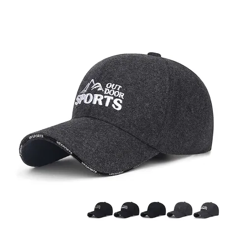 Cappello Da Baseball Invernale Caldo In Tessuto Simil Lana Con Ricamo Sportivo All Aperto E Fibbia In Metallo Regolabile Per Uomo