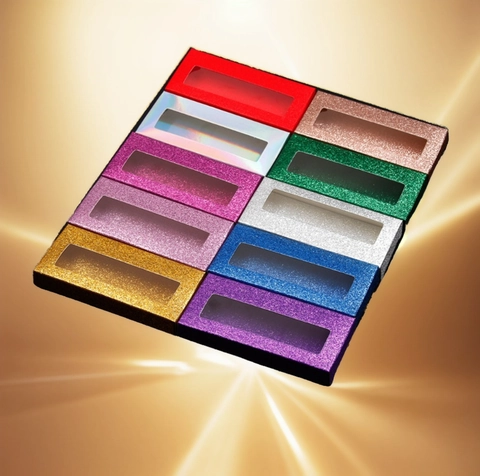 Scatola Vuota Per Ciglia Finte Con Glitter E Finestra Trasparente Vassoio Interno Contenitore Per Trucco Rettangolare
